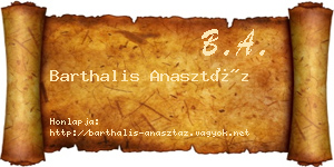 Barthalis Anasztáz névjegykártya